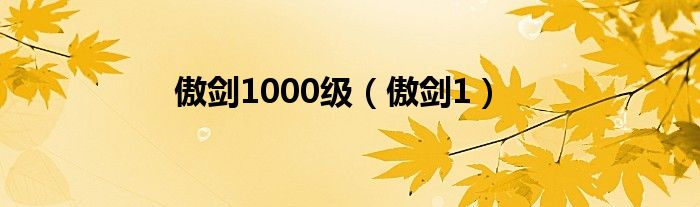 傲剑1000级（傲剑1）