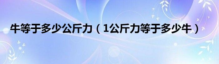 牛等于多少公斤力（1公斤力等于多少牛）