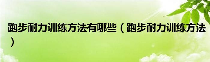 跑步耐力训练方法有哪些（跑步耐力训练方法）