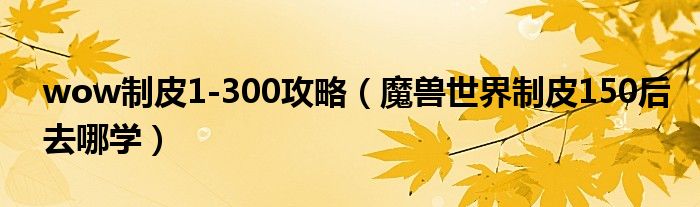 wow制皮1-300攻略（魔兽世界制皮150后去哪学）