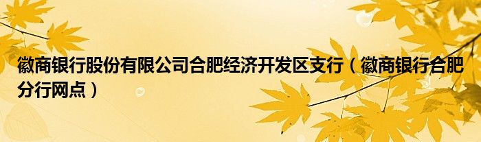 徽商银行股份有限公司合肥经济开发区支行（徽商银行合肥分行网点）