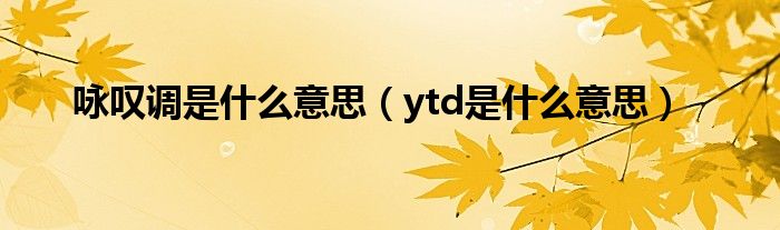 咏叹调是什么意思（ytd是什么意思）