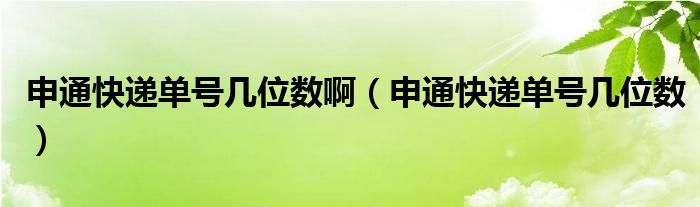 申通快递单号几位数啊（申通快递单号几位数）