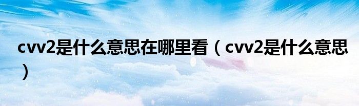 cvv2是什么意思在哪里看（cvv2是什么意思）