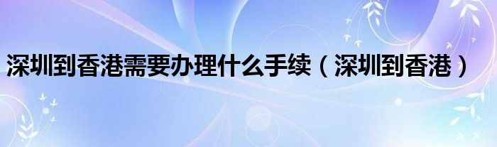 深圳到香港需要办理什么手续（深圳到香港）