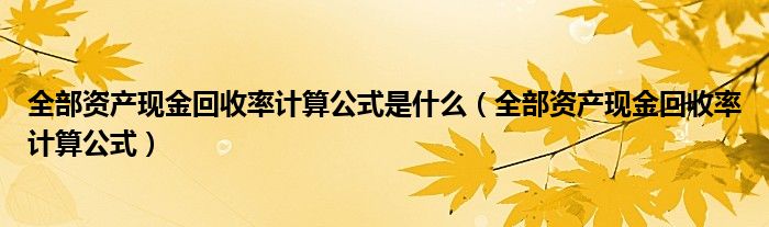 全部资产现金回收率计算公式是什么（全部资产现金回收率计算公式）