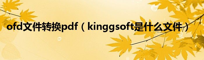 ofd文件转换pdf（kinggsoft是什么文件）