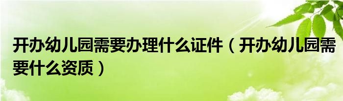 开办幼儿园需要办理什么证件（开办幼儿园需要什么资质）