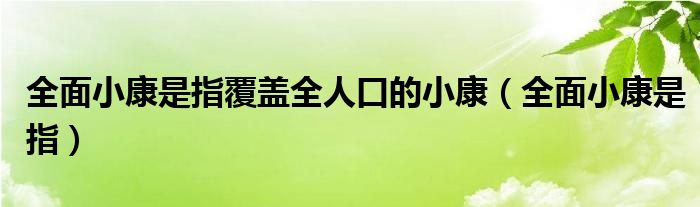 全面小康是指覆盖全人口的小康（全面小康是指）