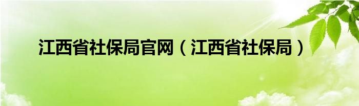 江西省社保局官网（江西省社保局）