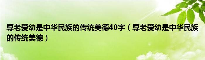 尊老爱幼是中华民族的传统美德40字（尊老爱幼是中华民族的传统美德）