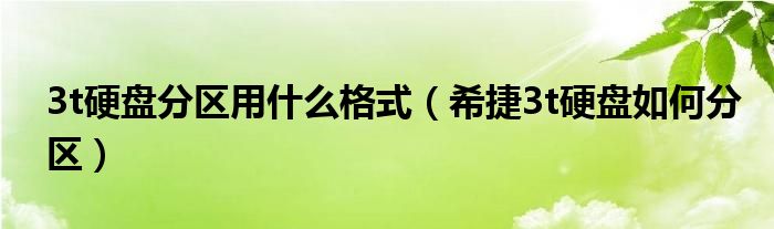 3t硬盘分区用什么格式（希捷3t硬盘如何分区）