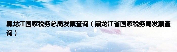 黑龙江国家税务总局发票查询（黑龙江省国家税务局发票查询）