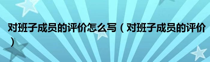 对班子成员的评价怎么写（对班子成员的评价）