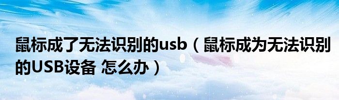 鼠标成了无法识别的usb（鼠标成为无法识别的USB设备 怎么办）