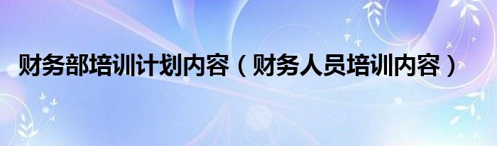 财务部培训计划内容（财务人员培训内容）