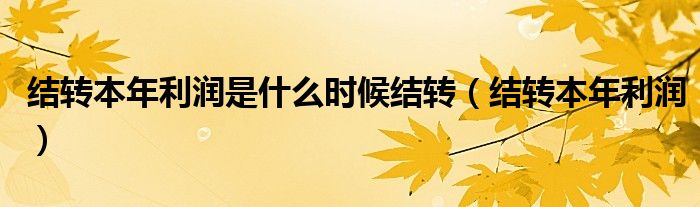 结转本年利润是什么时候结转（结转本年利润）