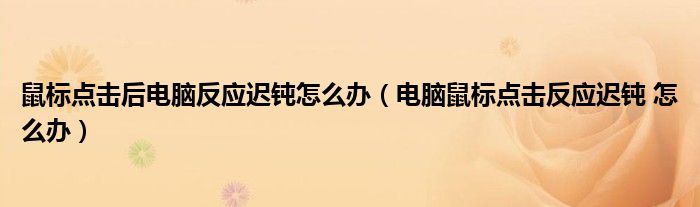 鼠标点击后电脑反应迟钝怎么办（电脑鼠标点击反应迟钝 怎么办）