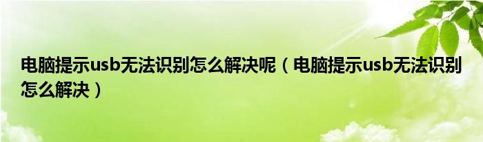 电脑提示usb无法识别怎么解决呢（电脑提示usb无法识别怎么解决）