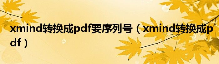 xmind转换成pdf要序列号（xmind转换成pdf）