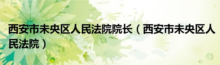 西安市未央区人民法院院长（西安市未央区人民法院）