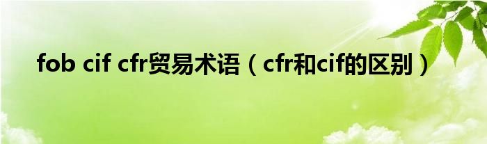 fob cif cfr贸易术语（cfr和cif的区别）