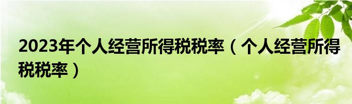 2023年个人经营所得税税率（个人经营所得税税率）