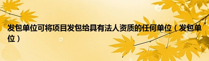 发包单位可将项目发包给具有法人资质的任何单位（发包单位）