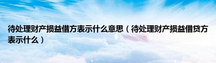 待处理财产损益借方表示什么意思（待处理财产损益借贷方表示什么）