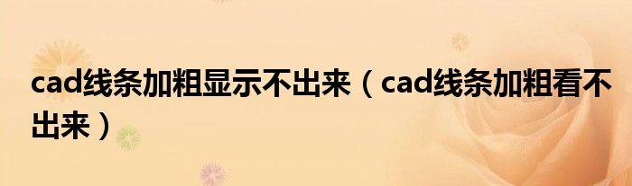 cad线条加粗显示不出来（cad线条加粗看不出来）