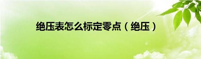 绝压表怎么标定零点（绝压）