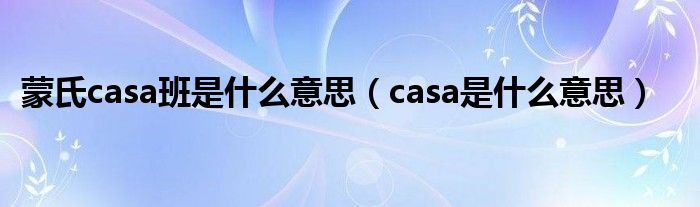 蒙氏casa班是什么意思（casa是什么意思）