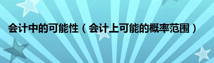 会计中的可能性（会计上可能的概率范围）