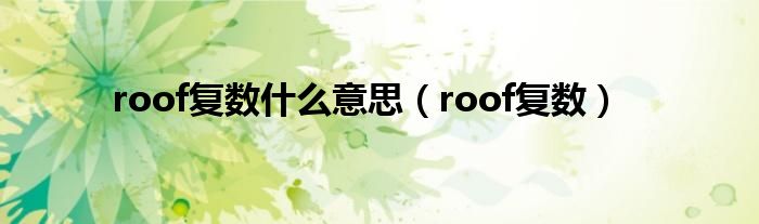 roof复数什么意思（roof复数）