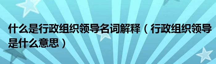 什么是行政组织领导名词解释（行政组织领导是什么意思）