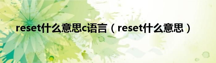 reset什么意思c语言（reset什么意思）