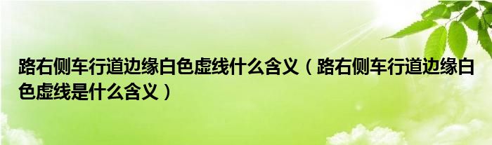 路右侧车行道边缘白色虚线什么含义（路右侧车行道边缘白色虚线是什么含义）