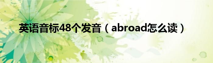 英语音标48个发音（abroad怎么读）