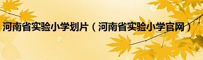 河南省实验小学划片（河南省实验小学官网）