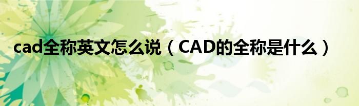 cad全称英文怎么说（CAD的全称是什么）