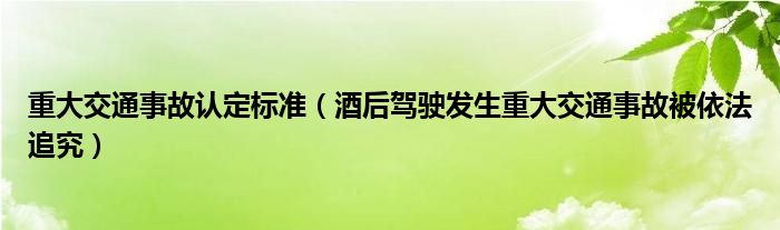 重大交通事故认定标准（酒后驾驶发生重大交通事故被依法追究）