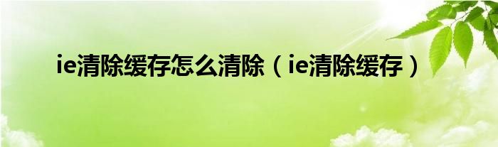 ie清除缓存怎么清除（ie清除缓存）