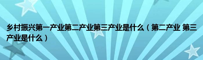 乡村振兴第一产业第二产业第三产业是什么（第二产业 第三产业是什么）