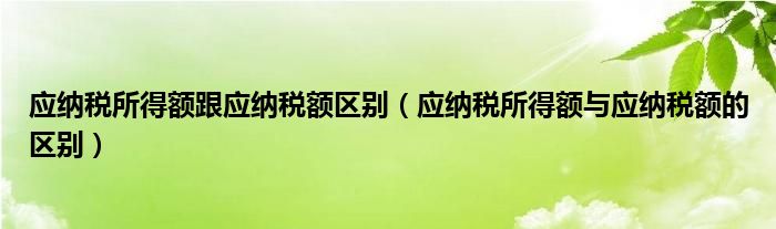 应纳税所得额跟应纳税额区别（应纳税所得额与应纳税额的区别）