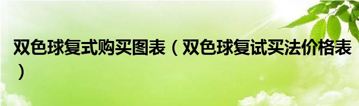 双色球复式购买图表（双色球复试买法价格表）