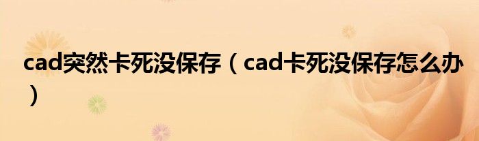 cad突然卡死没保存（cad卡死没保存怎么办）