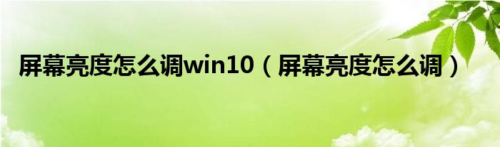 屏幕亮度怎么调win10（屏幕亮度怎么调）