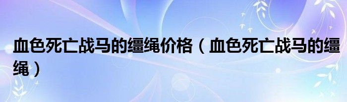 血色死亡战马的缰绳价格（血色死亡战马的缰绳）