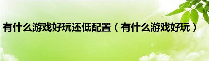 有什么游戏好玩还低配置（有什么游戏好玩）