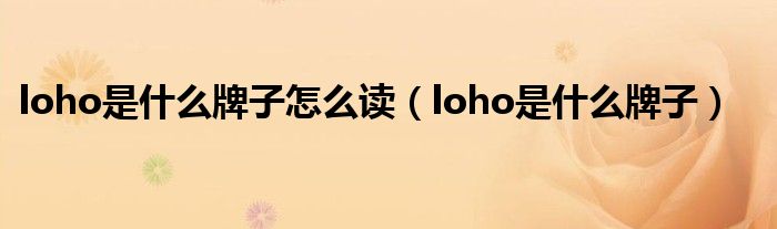 loho是什么牌子怎么读（loho是什么牌子）